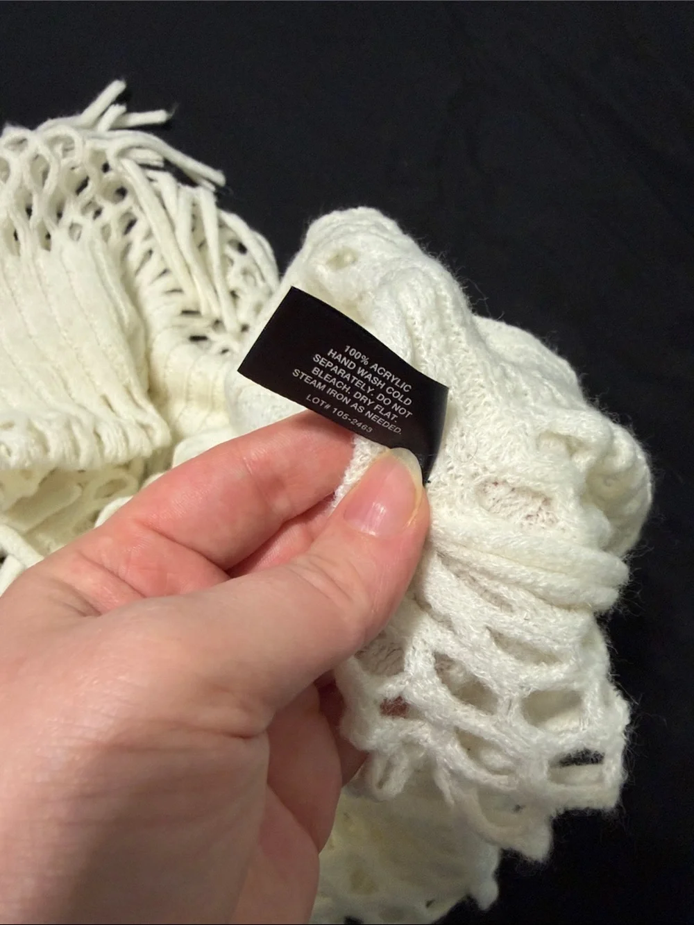 Mixit Cream Knit Infinity Scarf with Fringe